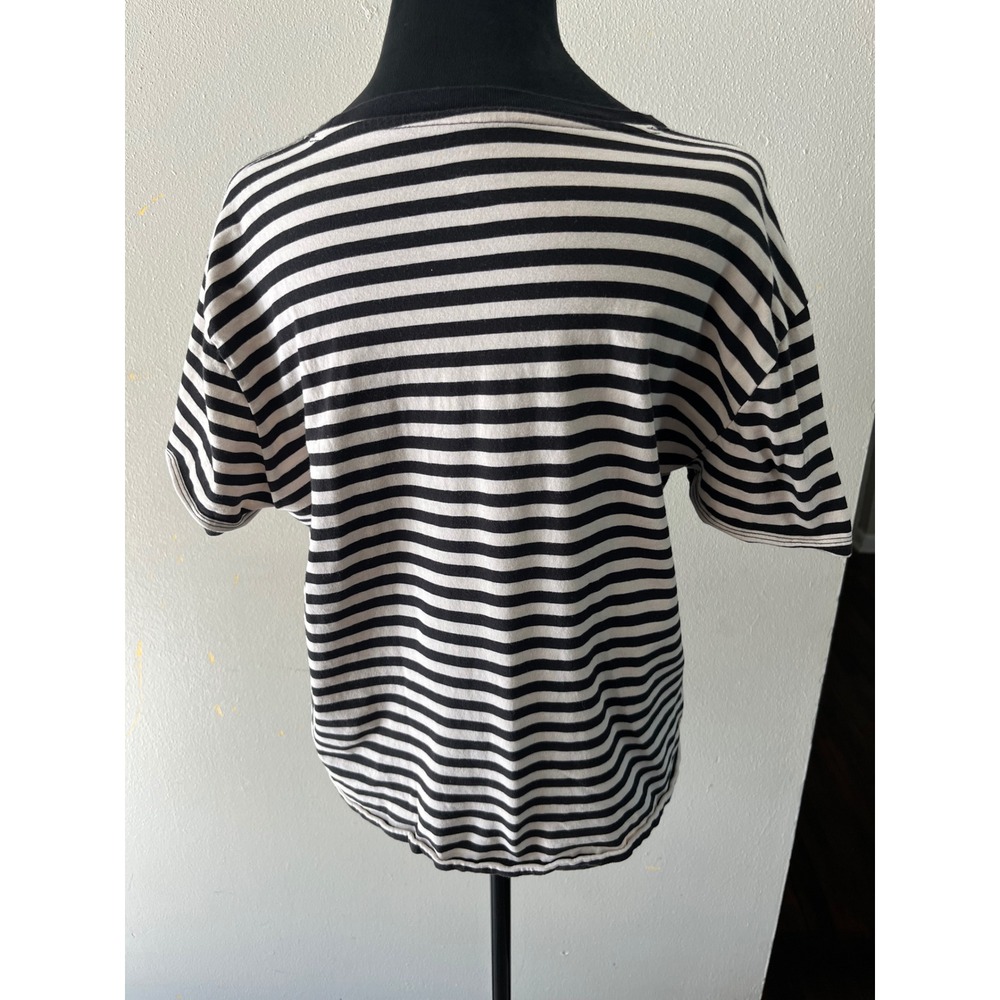 EVERLANE Organic Cotton Striped Tee Women L Black White Minimalist Basic - Picture 6 of 6